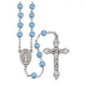  BLUE ENAMELED ENGRAVED METAL AND ROUND BEAD ROSARY 